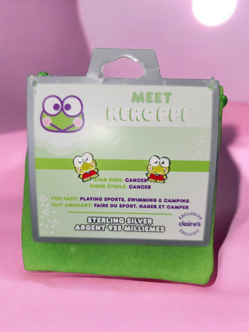 Sanrio Keroppi Frog Stud Earrings - Green & Red